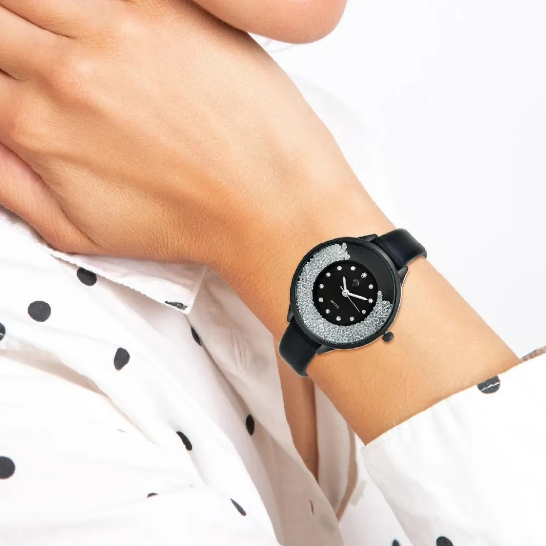 So Charm MontresMontre femme MF459-DIAMANT-NOIR - Bracelet en Cuir Noir