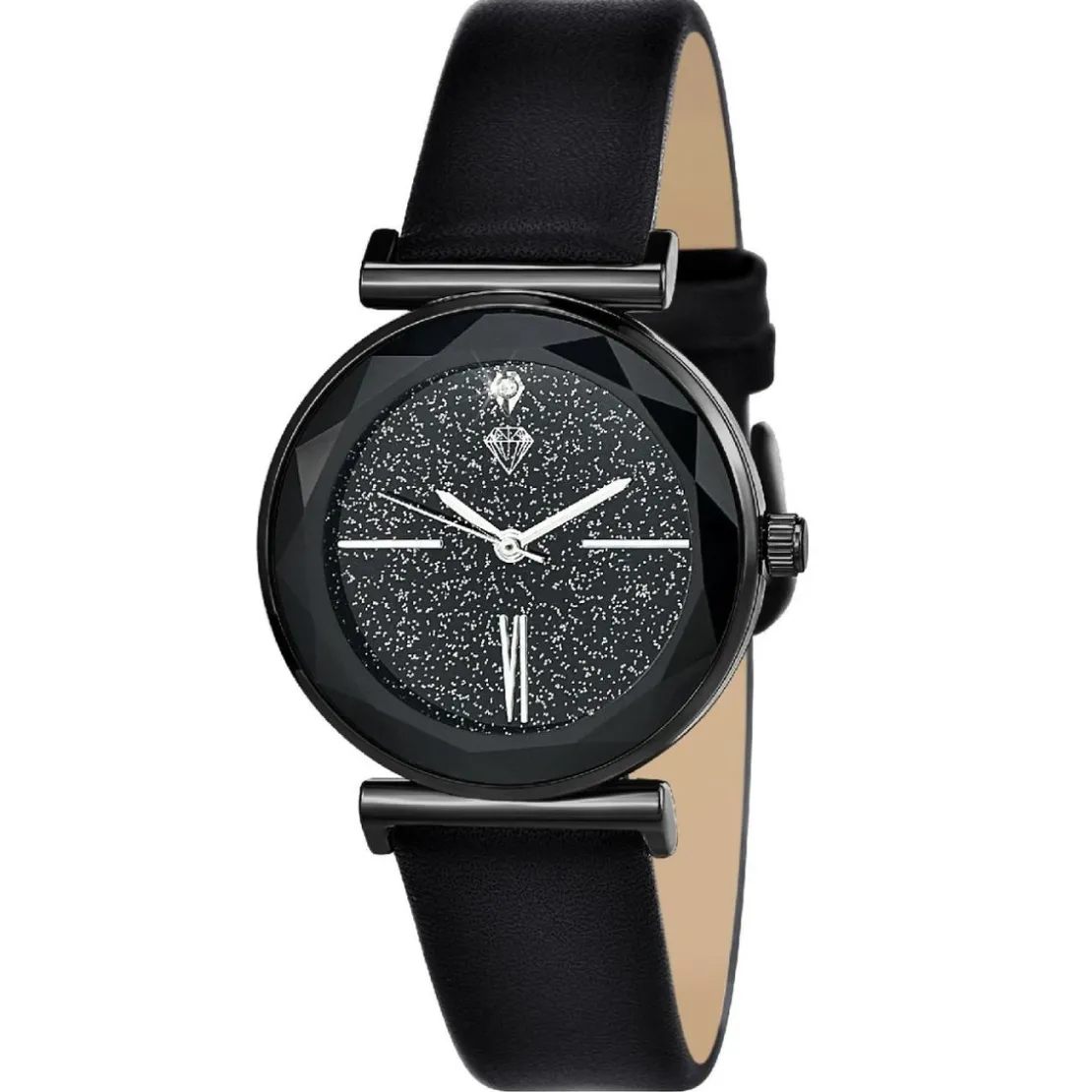 So Charm MontresMontre femme MF476-DIAMANT - Bracelet Cuir Noir