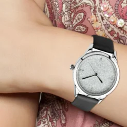 So Charm MontresMontre femme MF485-ARGENT - Bracelet Cuir Noir