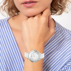 So Charm MontresMontre femme MF459-DIAMANT-BLANC - Bracelet en Cuir Blanc