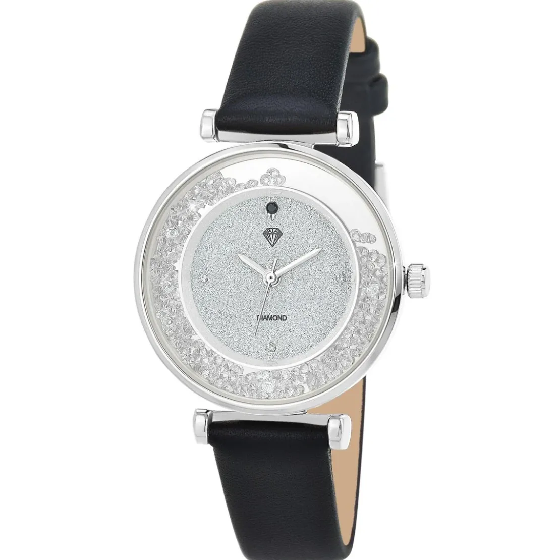 So Charm MontresMontre Héléna élégante noire ornée d'un véritable diamant noir
