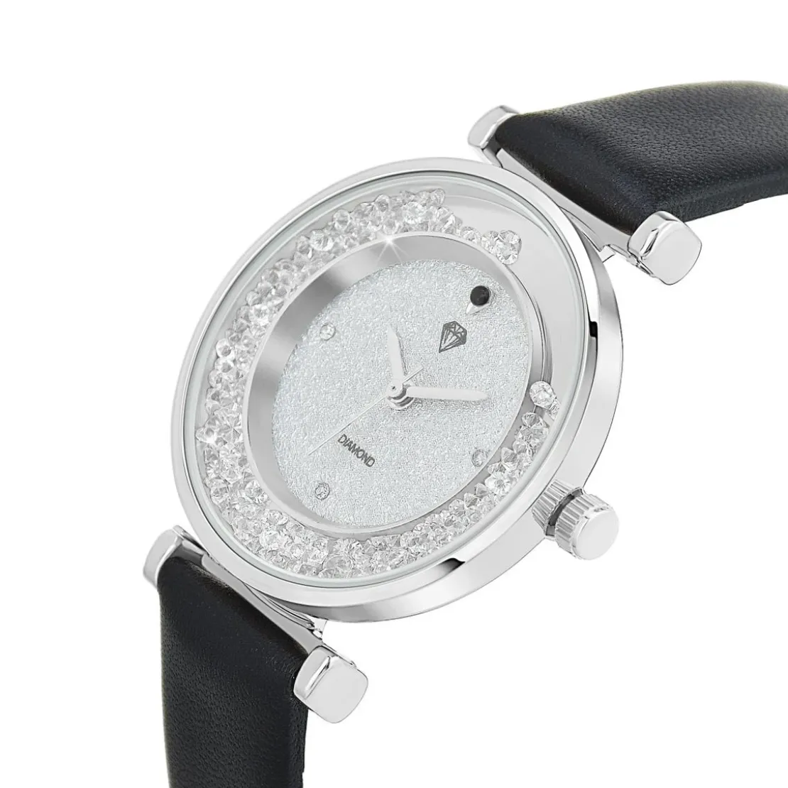 So Charm MontresMontre Héléna élégante noire ornée d'un véritable diamant noir