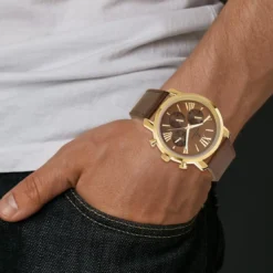 So Charm MontresMontre homme quartz dorée et cuir marron MH289 par Pascal Szerman