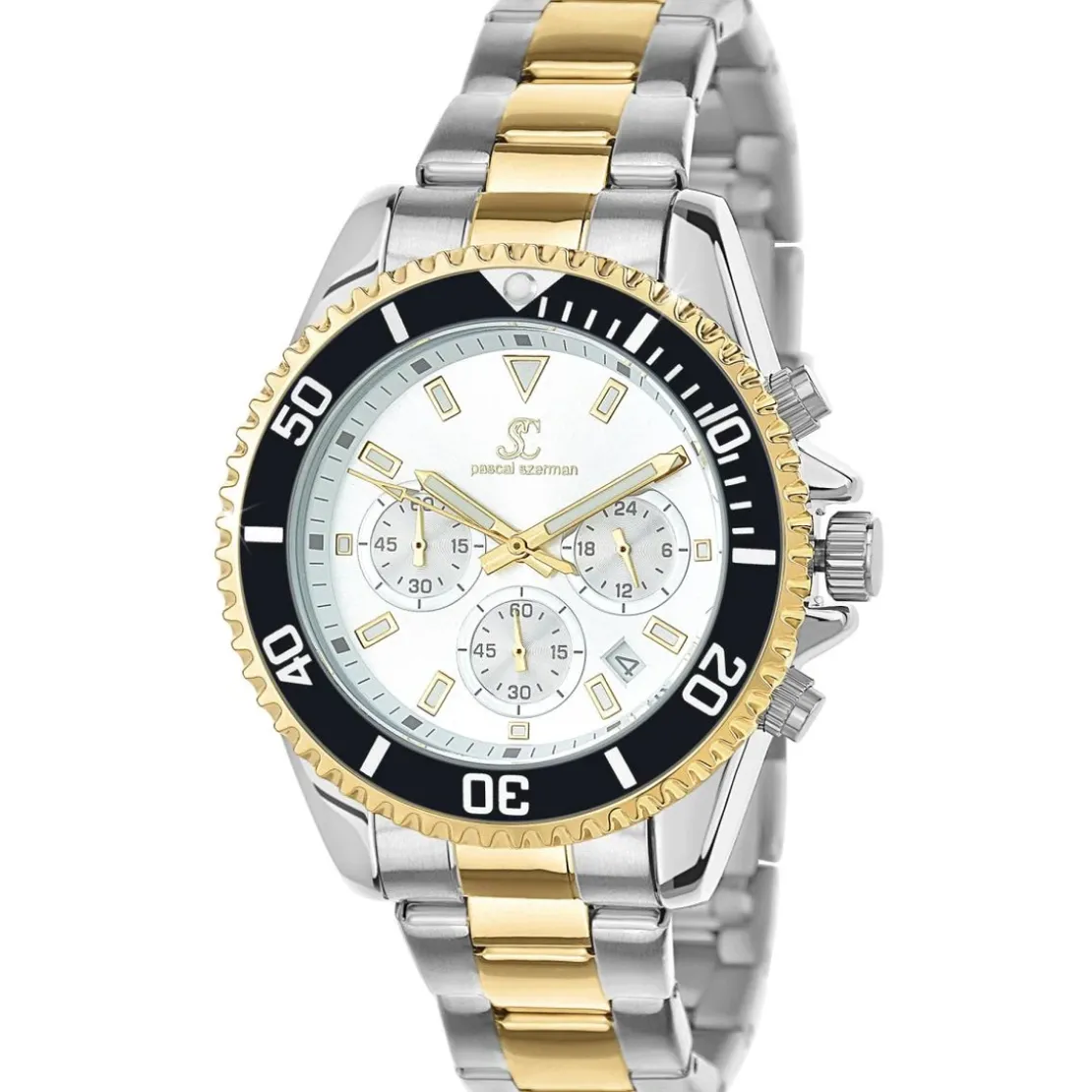 So Charm MontresMontre homme quartz par Pascal Szerman bicolore fond blanc