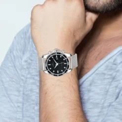 So Charm MontresMontre homme quartz ronde acier et fond noir