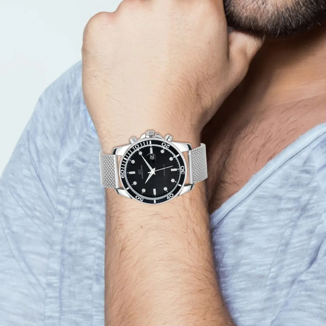 So Charm MontresMontre homme quartz ronde acier et fond noir