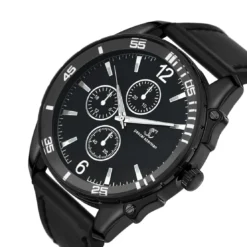 So Charm MontresMontre homme quartz par Pascal Szerman acier noir et cuir noir
