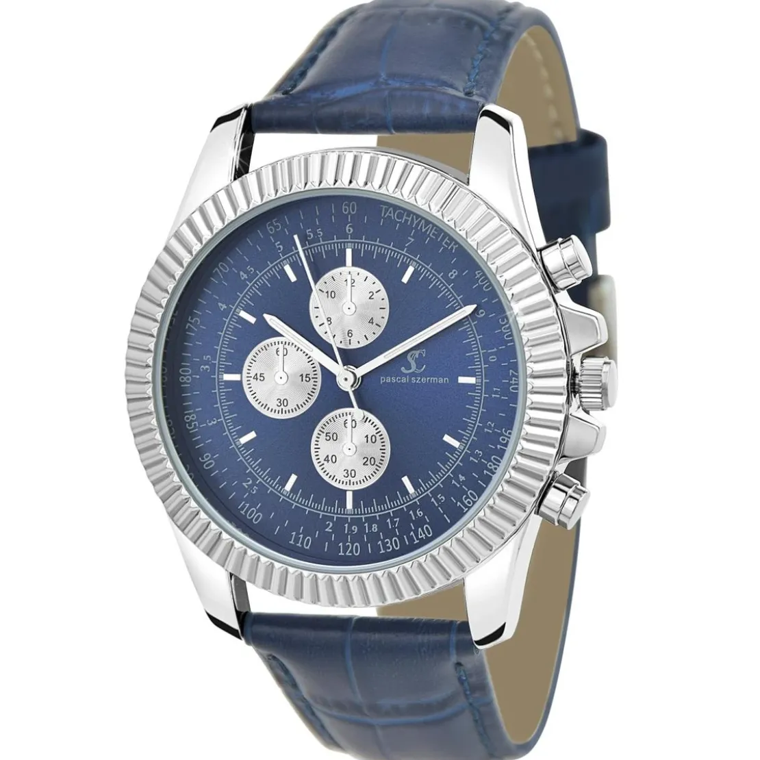 So Charm MontresMontre homme quartz MH311-BLEU par Pascal Szerman acier et cuir bleu