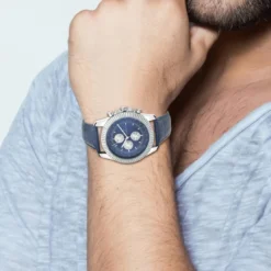 So Charm MontresMontre homme quartz MH311-BLEU par Pascal Szerman acier et cuir bleu