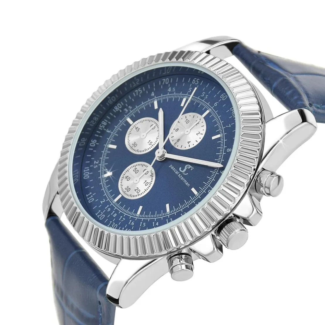 So Charm MontresMontre homme quartz MH311-BLEU par Pascal Szerman acier et cuir bleu