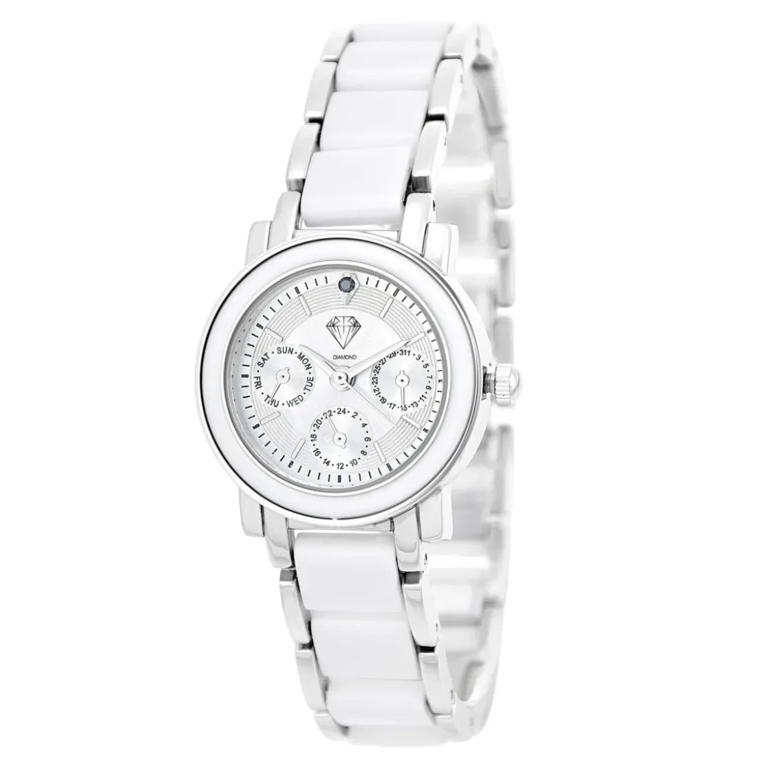 So Charm MontresMontre Lila acier blanche ornée d'un véritable diamant noir