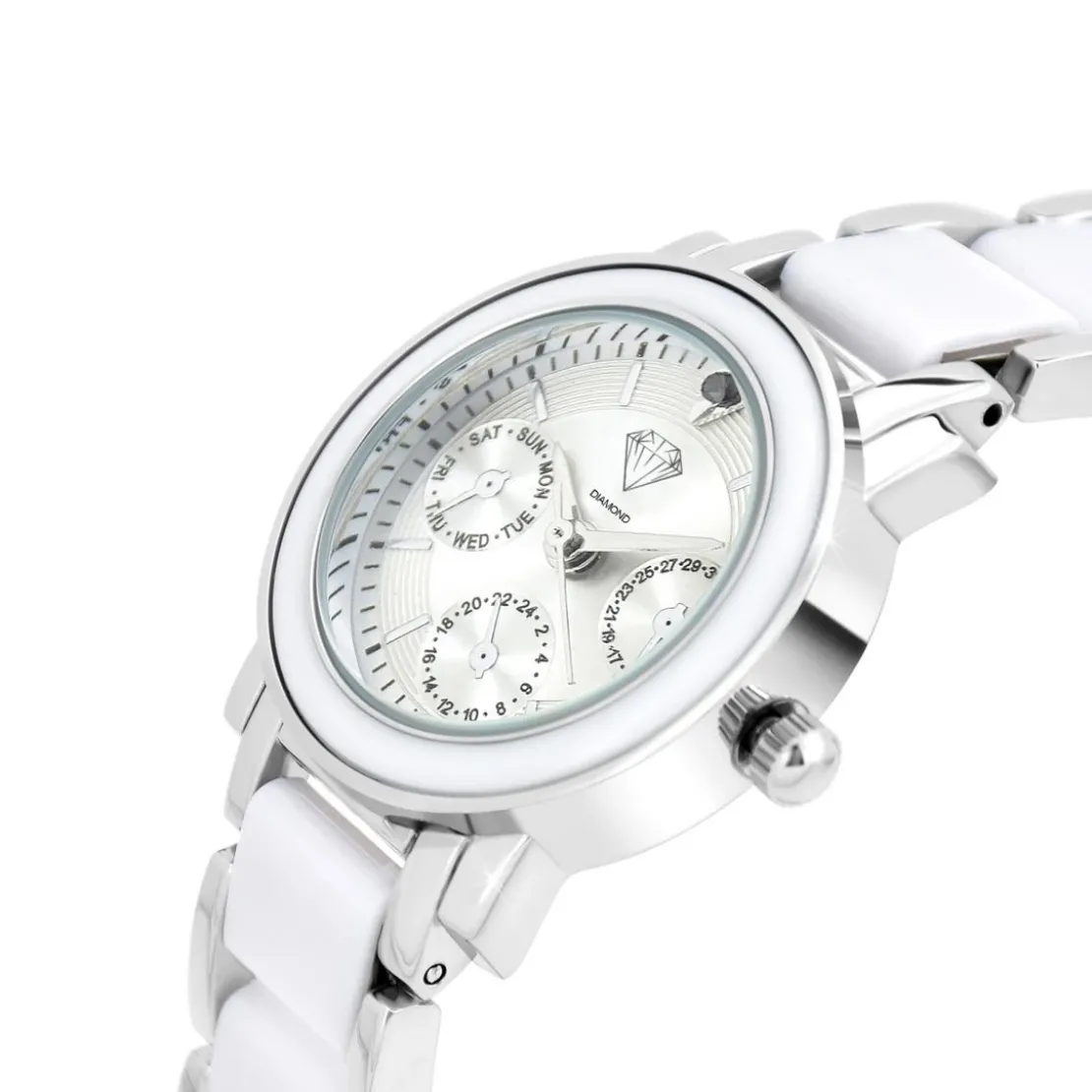 So Charm MontresMontre Lila acier blanche ornée d'un véritable diamant noir