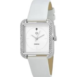 So Charm MontresMontre Marwa blanche ornée d'un véritable diamant noir et de 72 Cristaux scintillants