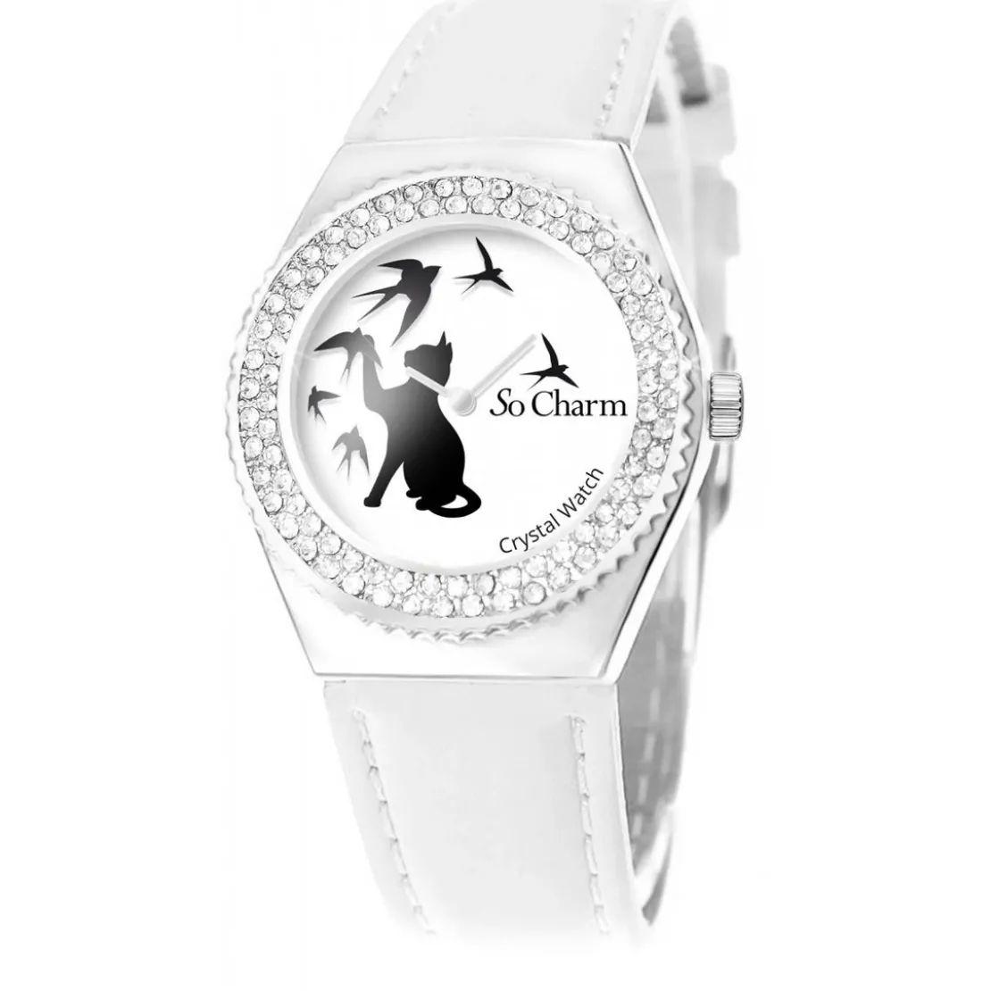 So Charm MontresMontre So Charm Montres MF316-OISEAU-CHAT-BLANC - MontreFemme