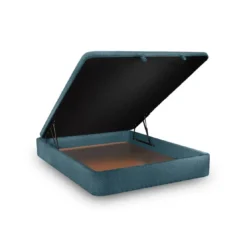 Sommeil de PlombLit coffre avec tête de lit tapissier Bouclette Bleu