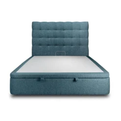 Sommeil de PlombLit coffre avec tête de lit capitonnee Bouclette Bleu