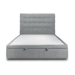 Sommeil de PlombLit coffre avec tête de lit capitonnee Tissu Gris anthracite