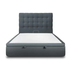 Sommeil de PlombLit coffre avec tête de lit capitonnee Velours Gris anthracite