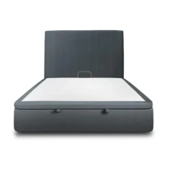 Sommeil de PlombLit coffre avec tête de lit tapissier Velours Gris anthracite