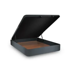 Sommeil de PlombLit coffre avec tête de lit tapissier Velours Gris anthracite
