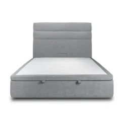 Sommeil de PlombLit coffre avec tête de lit lignes Tissu Gris anthracite