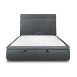 Sommeil de PlombLit coffre avec tête de lit lignes Velours Gris anthracite