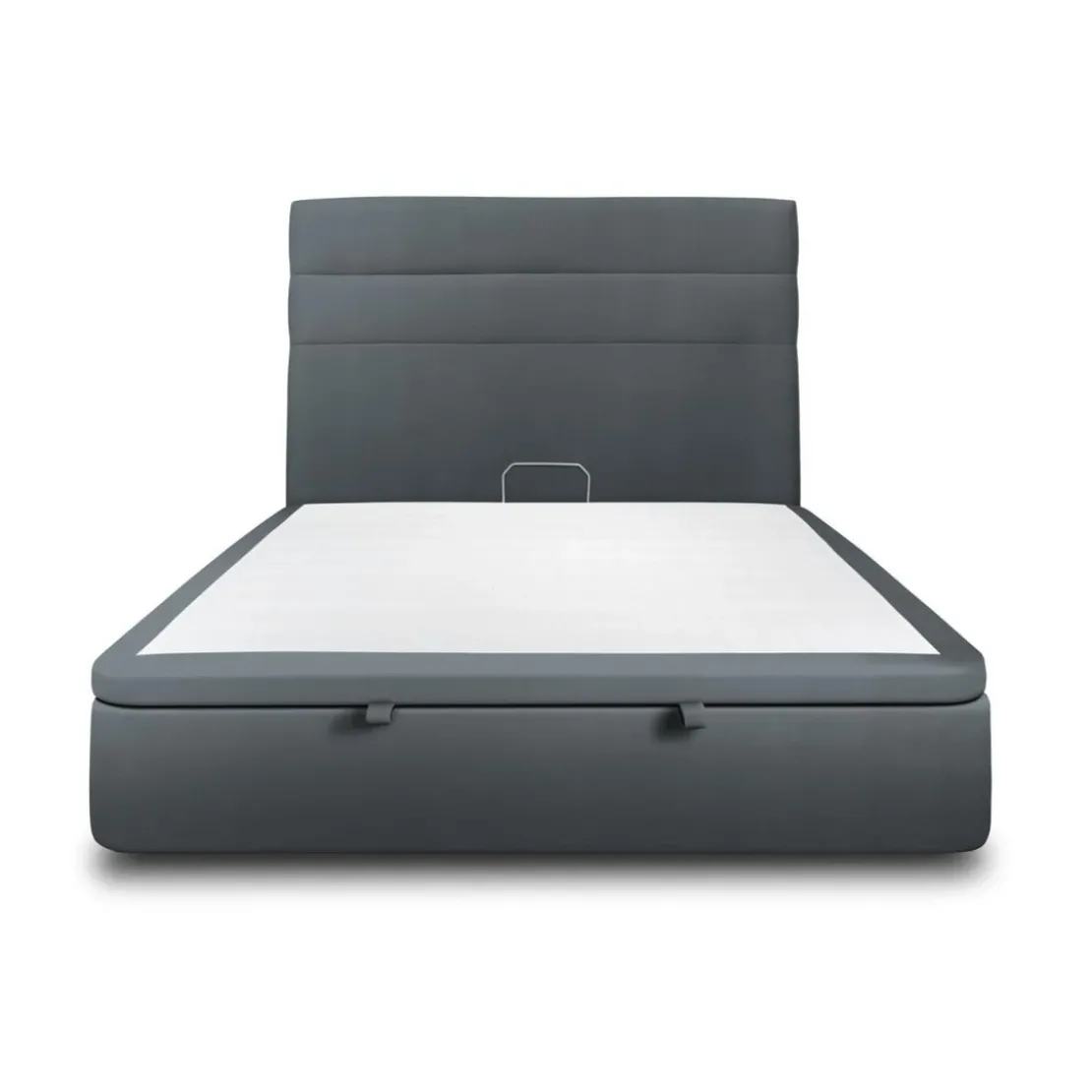 Sommeil de PlombLit coffre avec tête de lit lignes Velours Gris anthracite