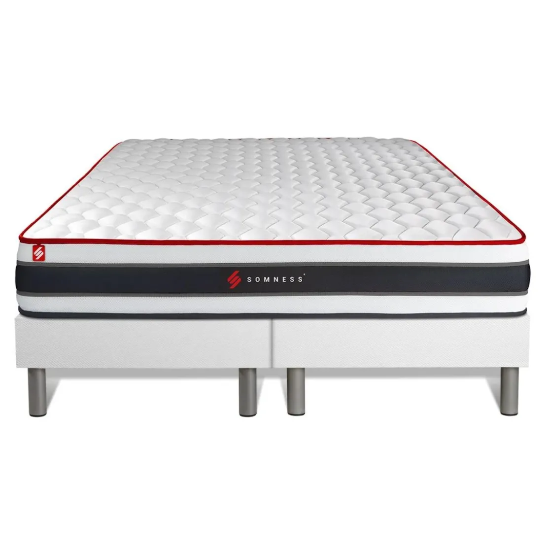 SomnessEnsemble double sommiermatelas ressorts ensaches et memoire de forme