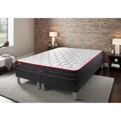 SomnessEnsemble double sommier matelas ressorts ensaches et memoire de forme