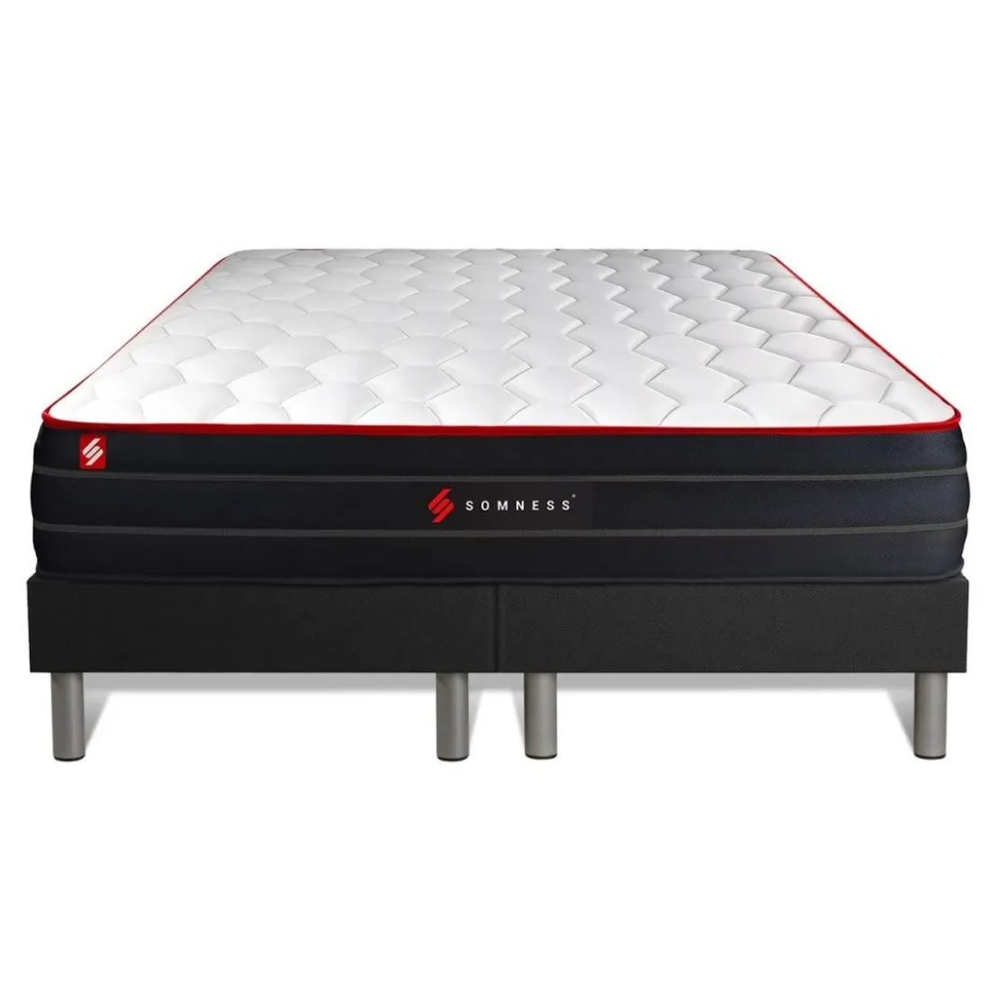 SomnessEnsemble double sommier matelas ressorts ensaches et memoire de forme