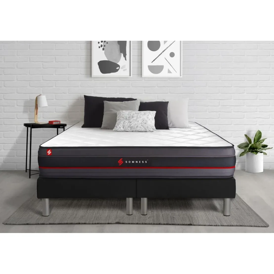 SomnessEnsemble double sommier matelas a memoire de forme REGEN