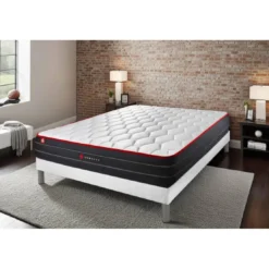 SomnessEnsemble matelas BOOST ressorts ensaches et memoire de forme avec sommier kit blanc