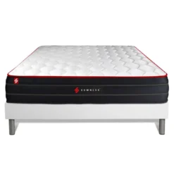 SomnessEnsemble matelas BOOST ressorts ensaches et memoire de forme avec sommier kit blanc