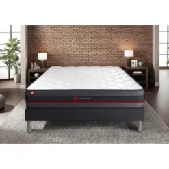 SomnessEnsemble matelas REGEN a memoire de forme sommier kit noir