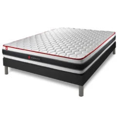 SomnessEnsemble matelas ressorts ensaches et memoire de forme sommier kit noir