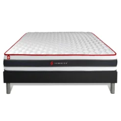 SomnessEnsemble matelas ressorts ensaches et memoire de forme sommier kit noir