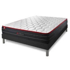SomnessEnsemble matelas ressorts ensaches et memoire de forme,sommier kit noir