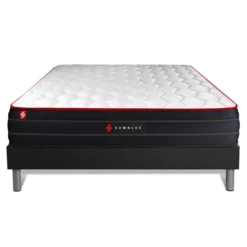 SomnessEnsemble matelas ressorts ensaches et memoire de forme,sommier kit noir