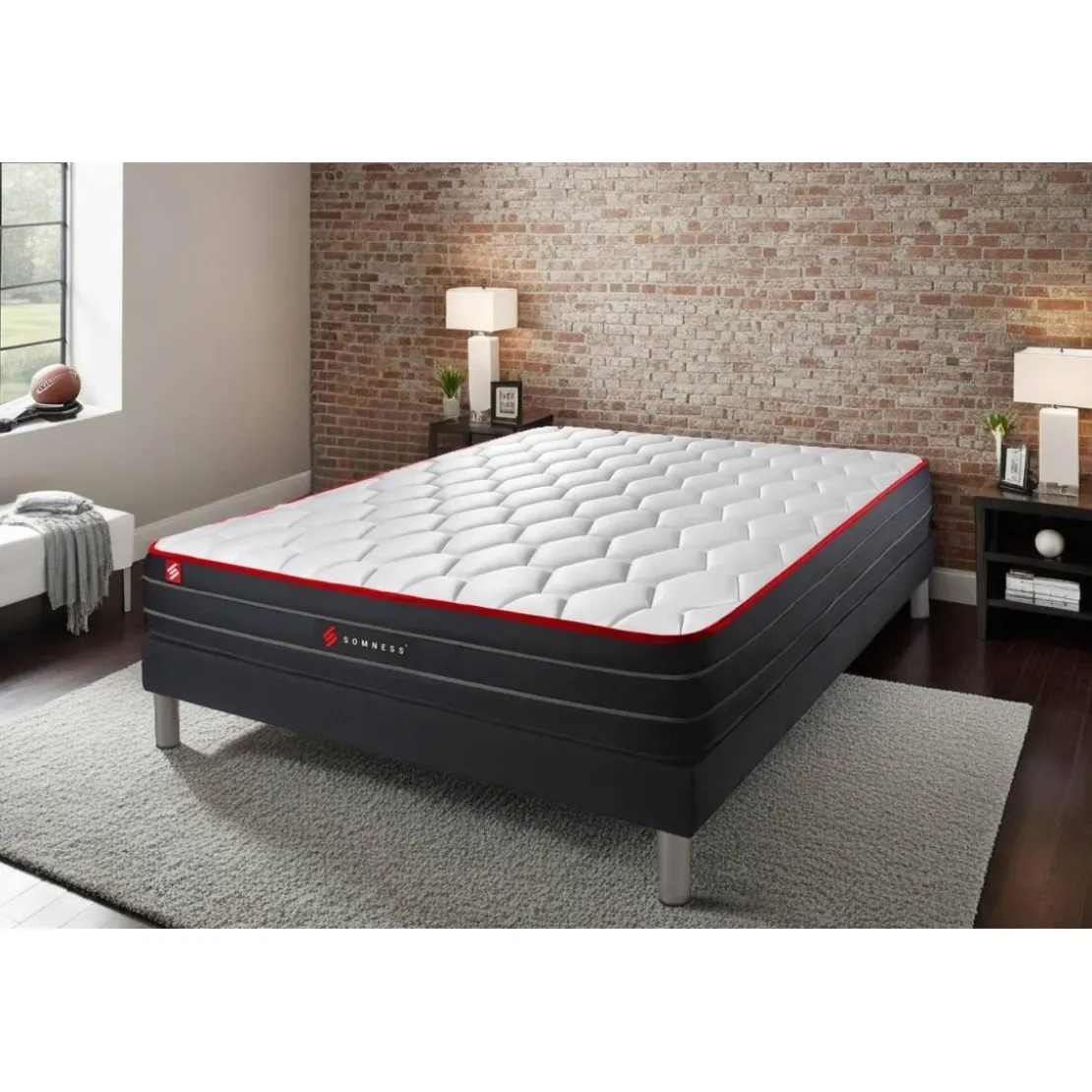 SomnessEnsemble sommier et matelas BOOST ressorts ensaches et memoire de forme