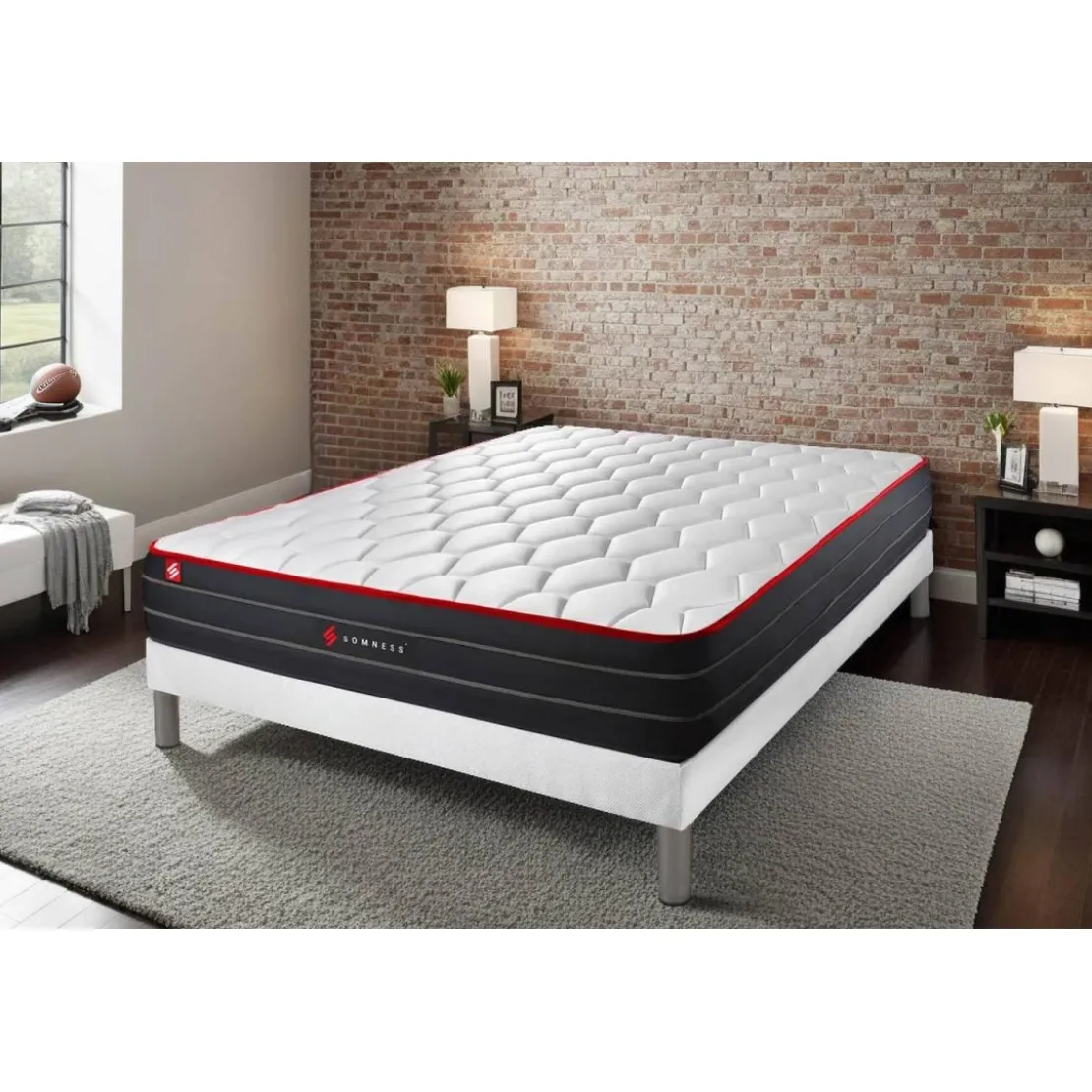 SomnessEnsemble sommier matelas BOOST ressorts ensaches et memoire de forme
