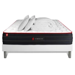 SomnessPack matelas BOOST sommier blanc et Couette 2 oreillers