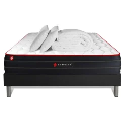 SomnessPack matelas BOOST sommier noir Couette 2 oreillers