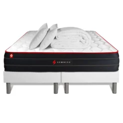 SomnessPack matelas double sommiers blanc Couette et 2 oreillers