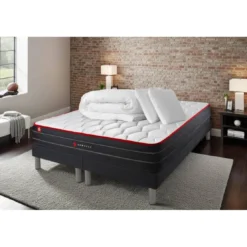 SomnessPack matelas double sommiers noir Couette et 2 oreillers
