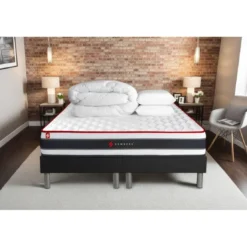 SomnessPack matelas ENERGY double sommiers noir Couette 2 oreillers