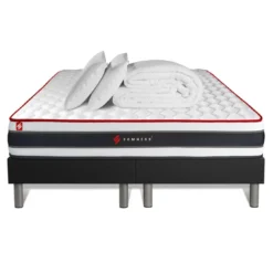 SomnessPack matelas ENERGY double sommiers noir Couette 2 oreillers