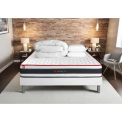 SomnessPack matelas ENERGY sommier blanc Couette et 2 oreillers