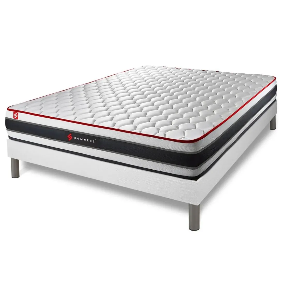 SomnessPack matelas ENERGY sommier blanc Couette et 2 oreillers