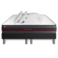 SomnessPack matelas REGENdouble sommiers noirCouette 2 oreillers