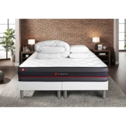 SomnessPack matelas REGEN double sommiers blanc Couette2 oreillers